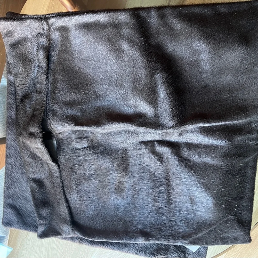 Pair Restoration hardware Grey Cowhide large pillow covers
